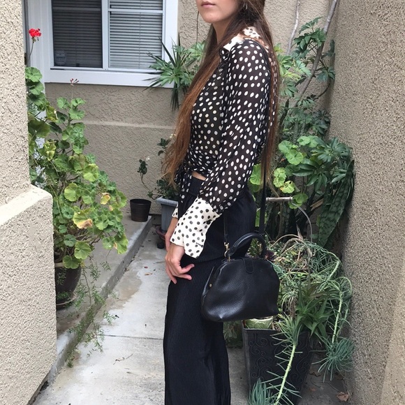 Vintage Handbags - Vintage black pebbled leather crossbody bag